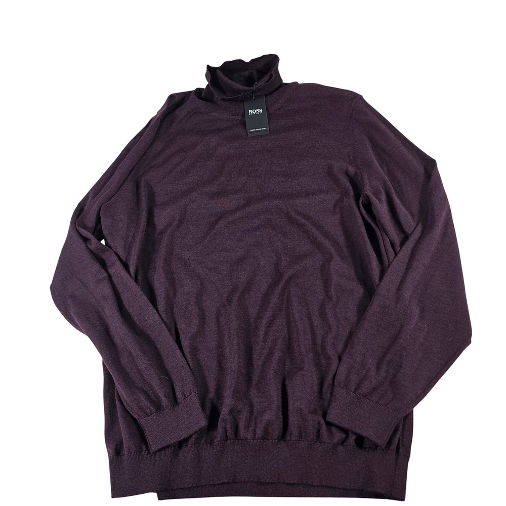 Hugo Boss Musso-P Mens XXL Dark Purple Virgin Wool Turtleneck Sweater 50392083
